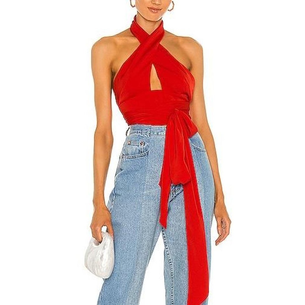 Revolve red superdown wrap top
